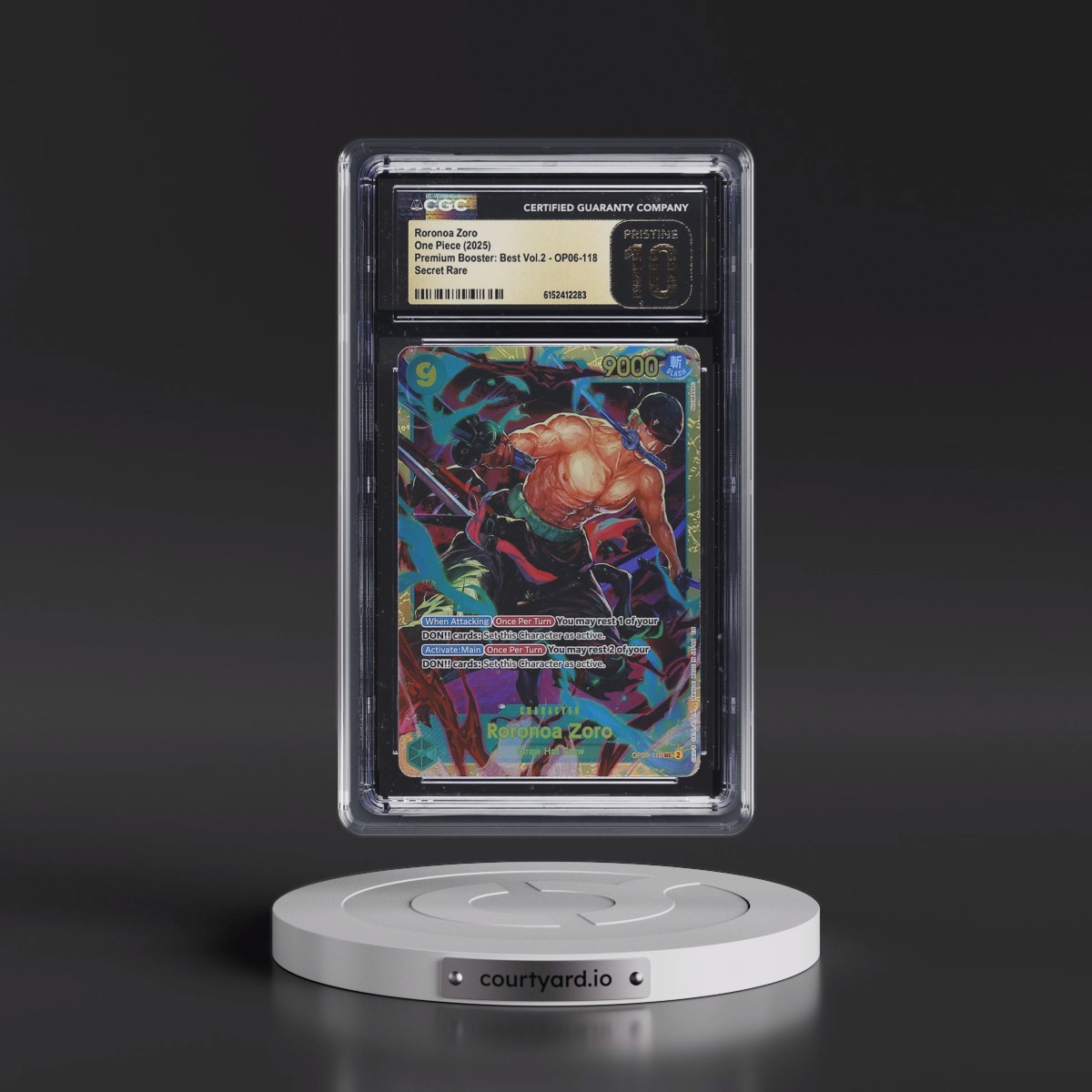 2025 Premium Booster: The Best Vol.2 (PRB-02) - English #OP06-118 Roronoa Zoro - (EN above Japan on Border) (CGC 10 PRISTINE)