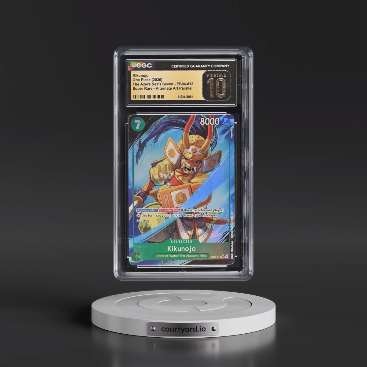 2026 The Azure Sea's Seven (OP14-EB04) - English #EB04-012 Kikunojo - (Borderless) Alt Art (CGC 10 PRISTINE)