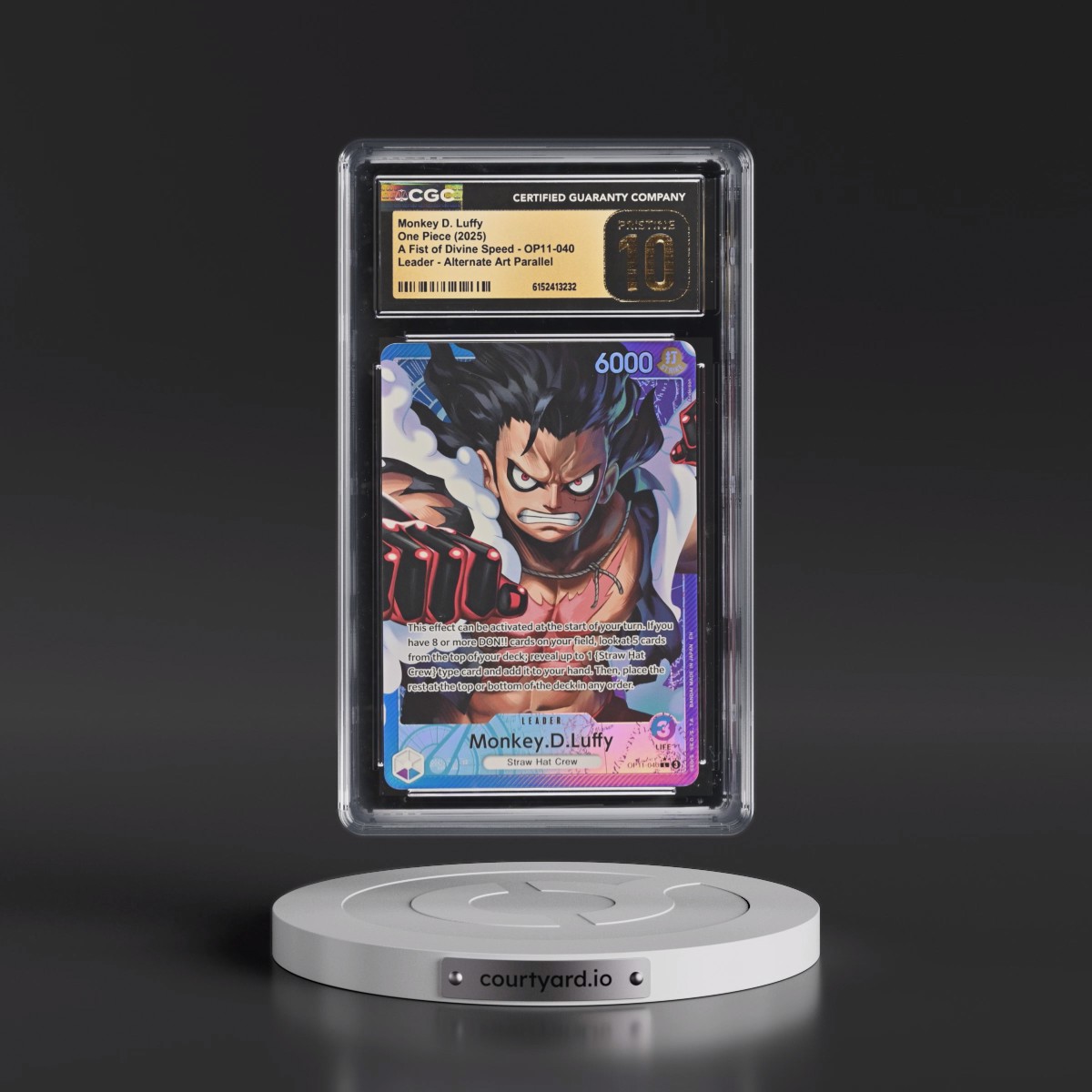 2025 A Fist of Divine Speed (OP11) - English #OP11-040 Monkey D. Luffy - (Map Text Box) Alt Art (CGC 10 PRISTINE)