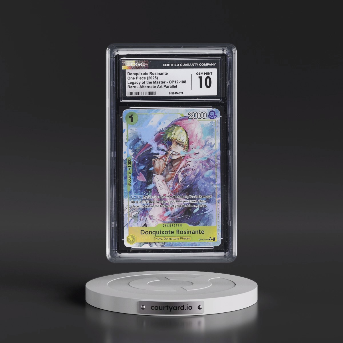 2025 Legacy of the Master (OP12) - English #OP12-108 Donquixote Rosinante - (Borderless) Alt Art (CGC 10 GEM MINT)