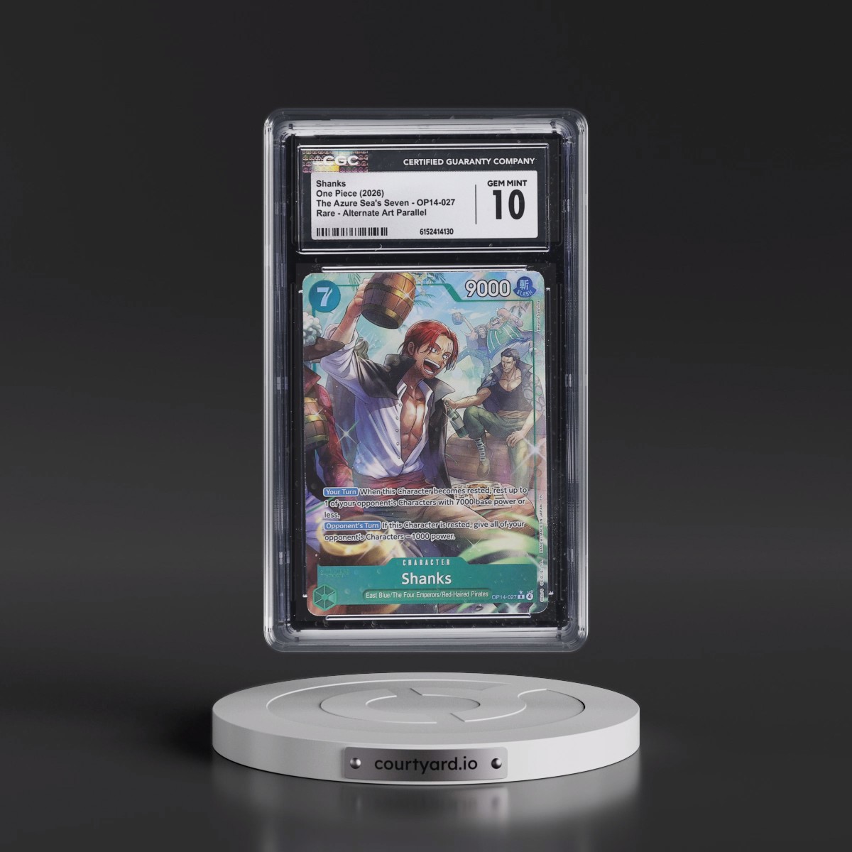 2026 The Azure Sea's Seven (OP14-EB04) - English #OP14-027 Shanks - (Borderless) Alt Art (CGC 10 GEM MINT)