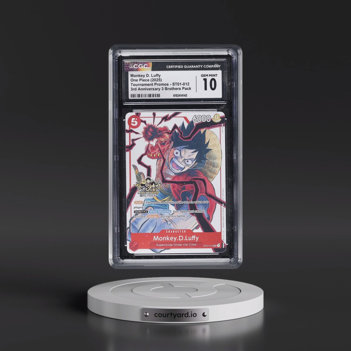 2022 Tournament Promos - English #ST01-012 Monkey D. Luffy - 3rd Anniversary 3 Brothers Pack (CGC 10 GEM MINT)