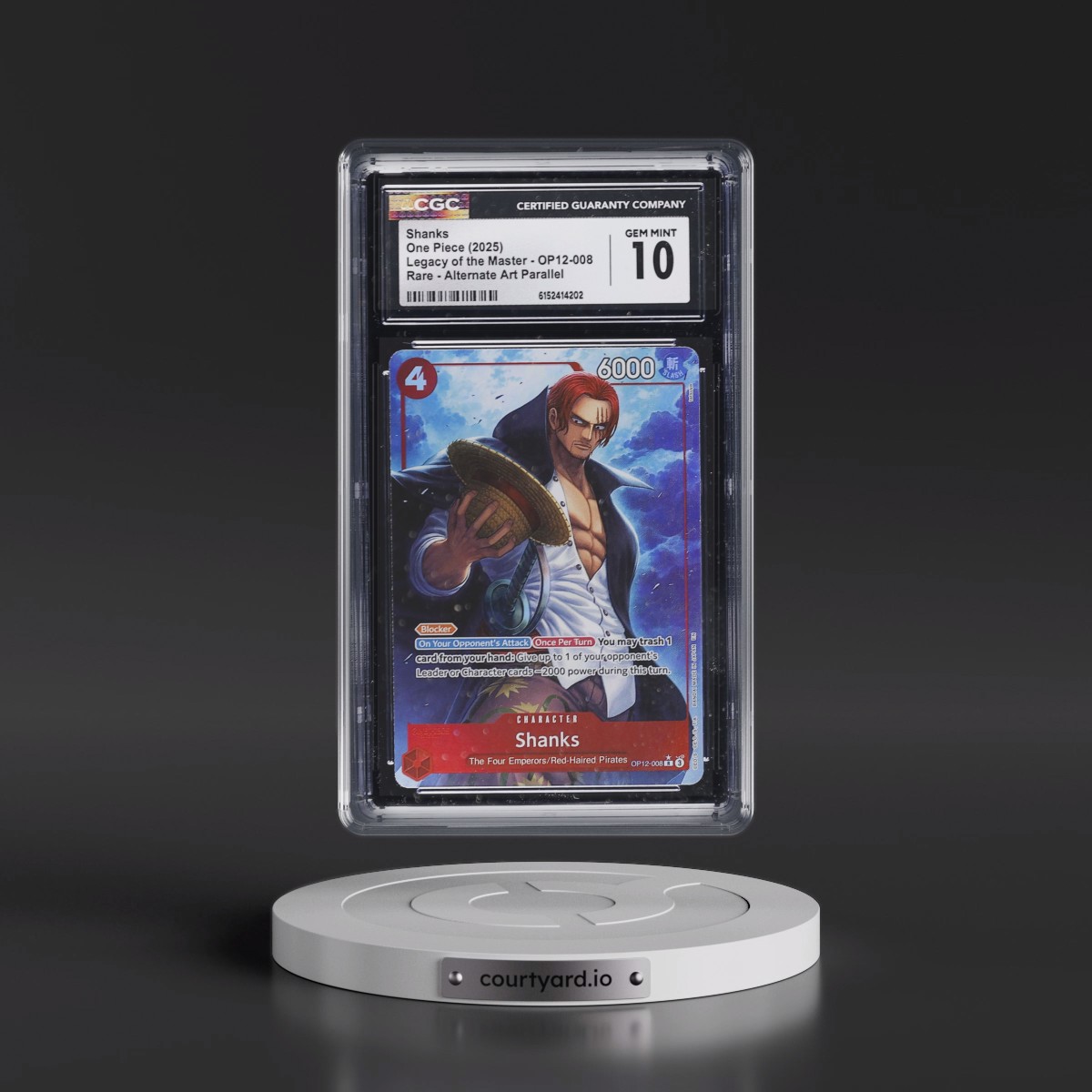 2025 Legacy of the Master (OP12) - English #OP12-008 Shanks - (Borderless) Alt Art (CGC 10 GEM MINT)