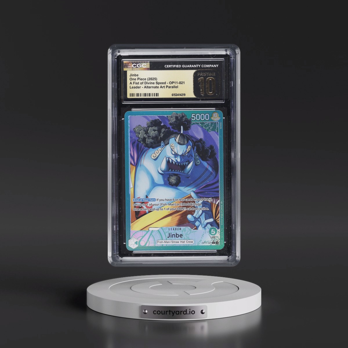 2025 A Fist of Divine Speed (OP11) - English #OP11-021 Jinbe - (Map Text Box) Alt Art (CGC 10 PRISTINE)