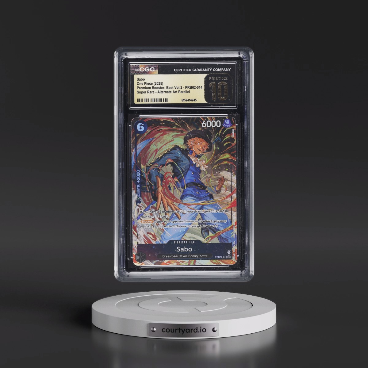 2025 Premium Booster: The Best Vol.2 (PRB-02) - English #PRB02-014 Sabo - (Borderless) Alt Art (EN above Japan on Border) (CGC 10 PRISTINE)