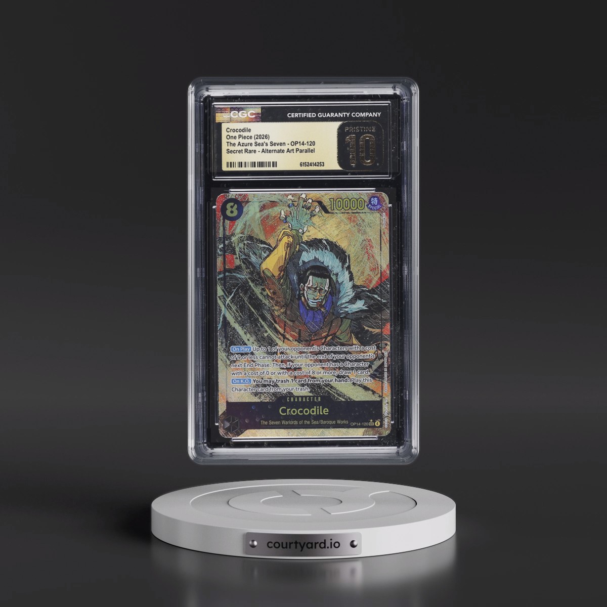 2026 The Azure Sea's Seven (OP14-EB04) - English #OP14-120 Crocodile - (Borderless) Alt Art (CGC 10 PRISTINE)