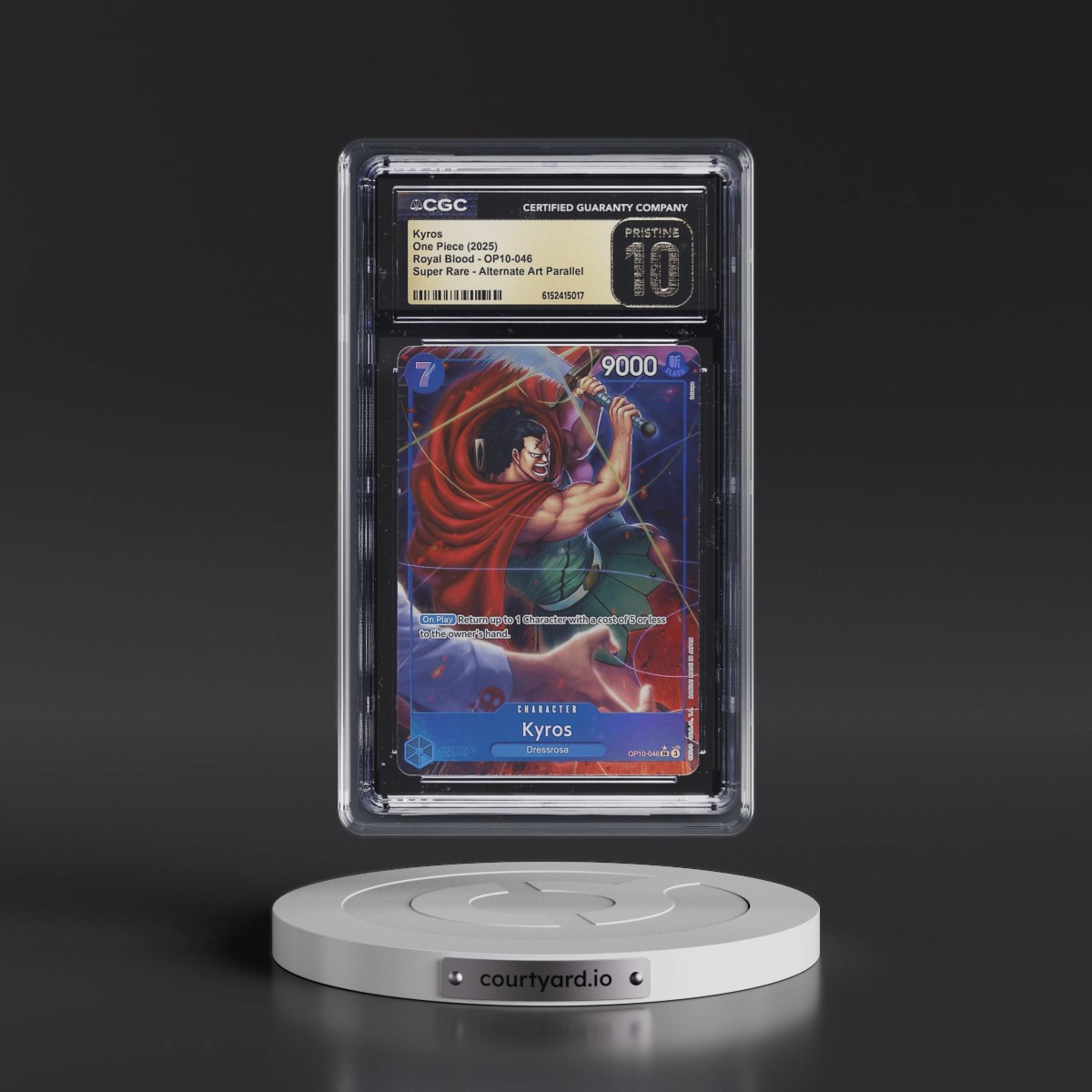 2025 Royal Blood (OP10) - English #OP10-046 Kyros - (Borderless) Alt Art (CGC 10 PRISTINE)
