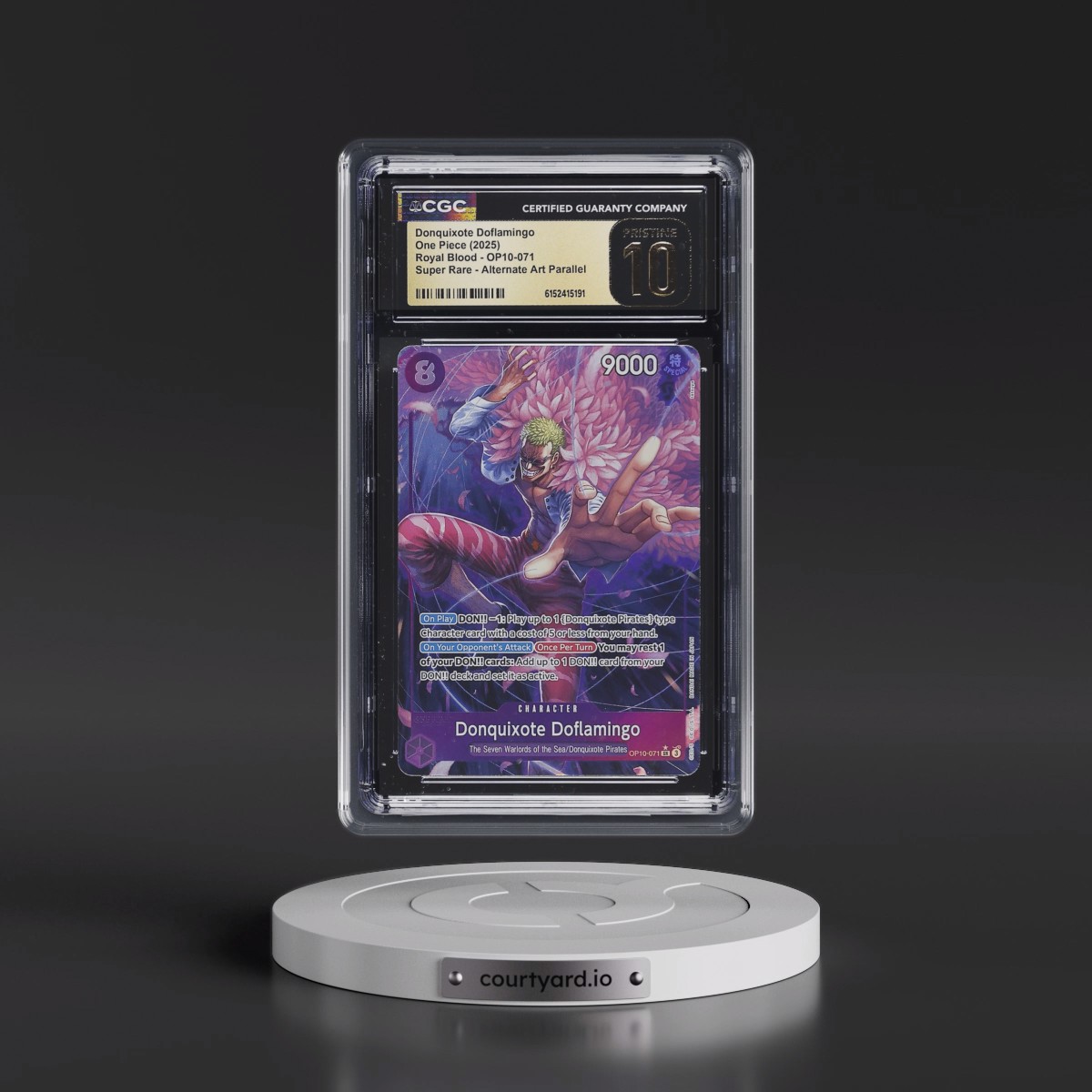 2025 Royal Blood (OP10) - English #OP10-071 Donquixote Doflamingo - (Borderless) Alt Art (CGC 10 PRISTINE)