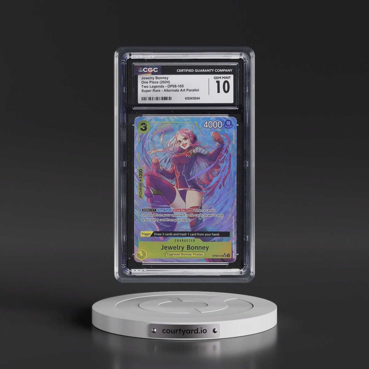 2024 Two Legends (OP08) - English #OP08-105 Jewelry Bonney - (Borderless) Alt Art (CGC 10 GEM MINT)