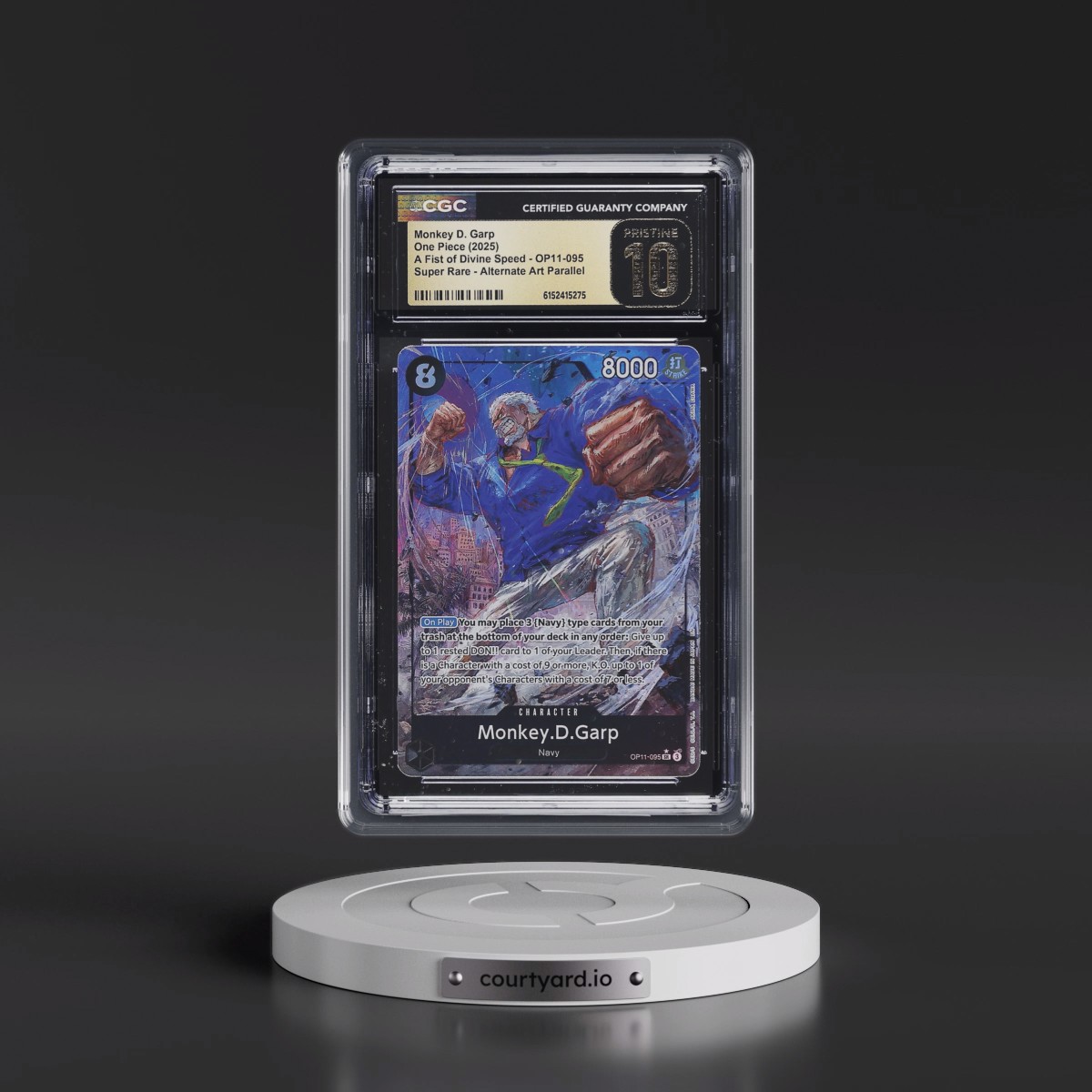2025 A Fist of Divine Speed (OP11) - English #OP11-095 Monkey D. Garp - (Borderless) Alt Art (CGC 10 PRISTINE)