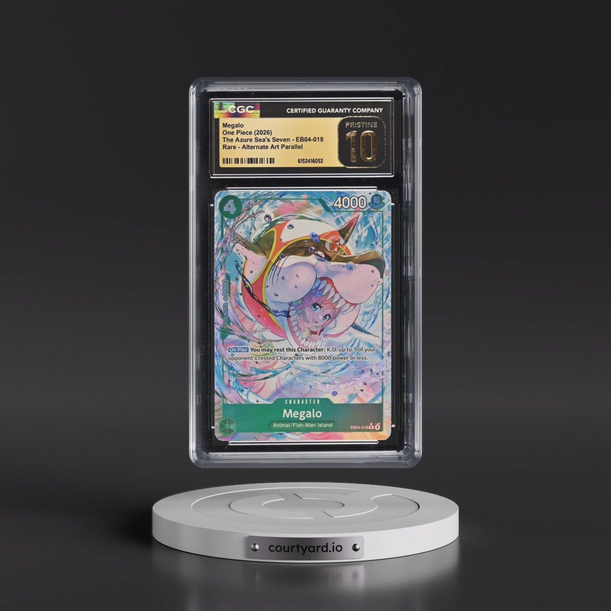 2026 The Azure Sea's Seven (OP14-EB04) - English #EB04-018 Megalo - (Borderless) Alt Art (CGC 10 PRISTINE)