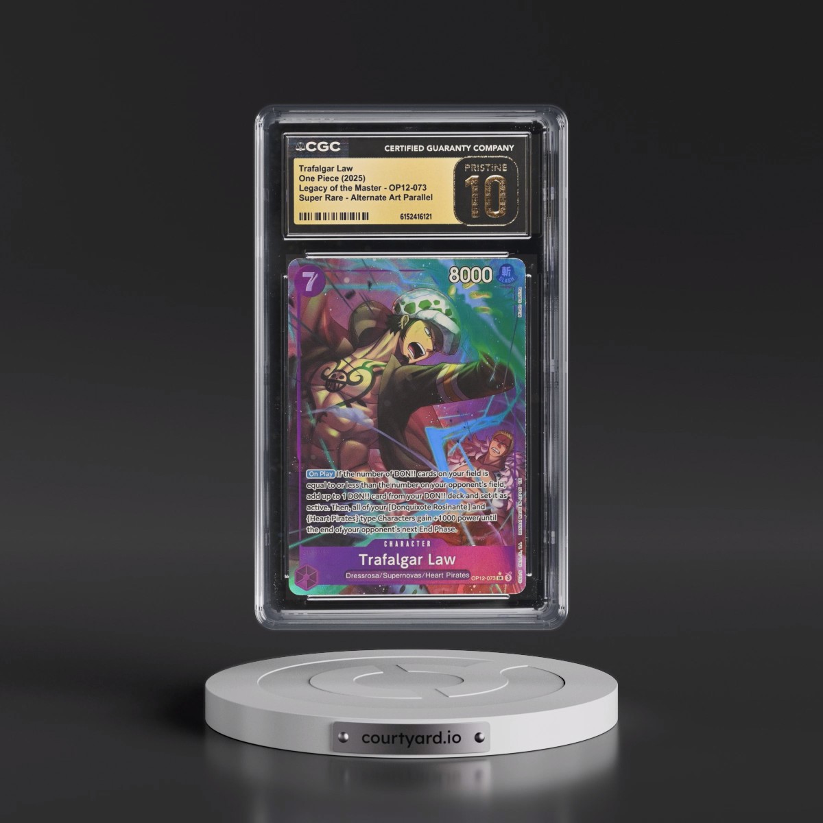 2025 Legacy of the Master (OP12) - English #OP12-073 Trafalgar Law - (Borderless) Alt Art (CGC 10 PRISTINE)