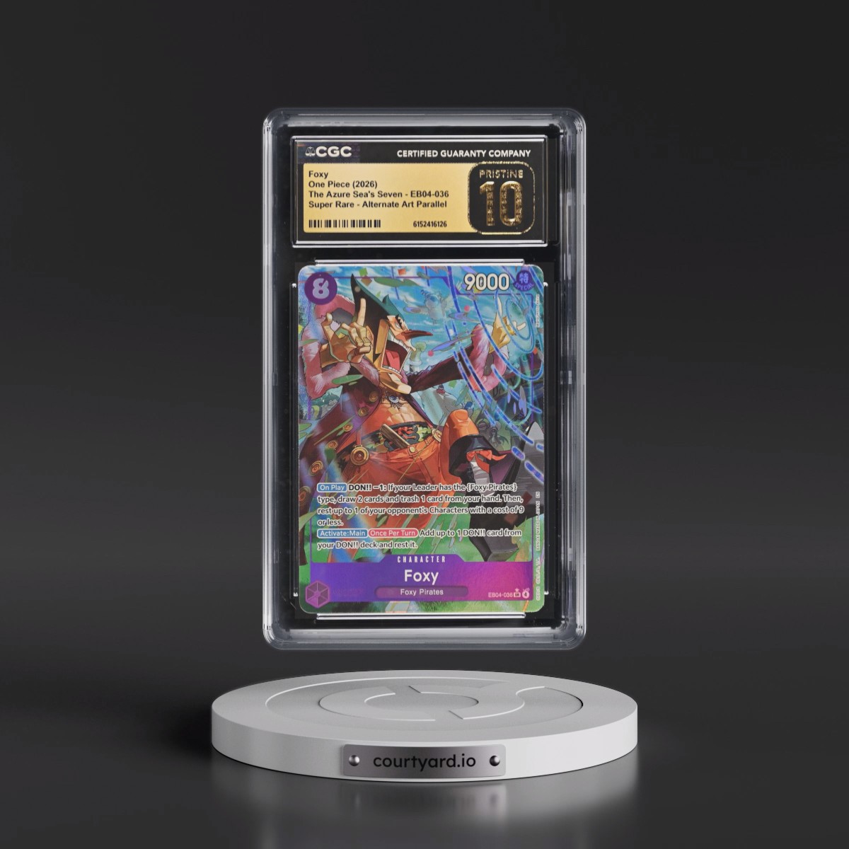 2026 The Azure Sea's Seven (OP14-EB04) - English #EB04-036 Foxy - (Borderless) Alt Art (CGC 10 PRISTINE)