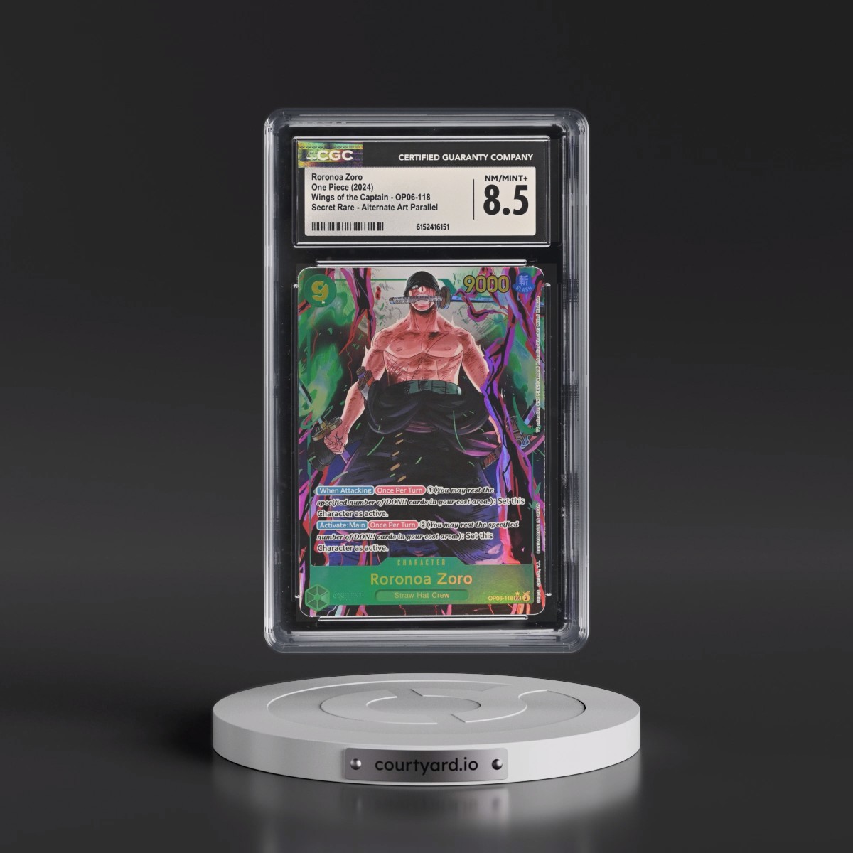2024 Wings of the Captain (OP06) - English #OP06-118 Roronoa Zoro - (Borderless) Alt Art (CGC 8.5 NM-MT+)