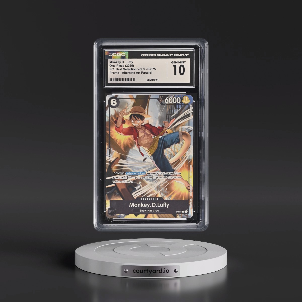 2025 Premium Collection Best Selection Vol.3 - English #P-075 Monkey D. Luffy - (Borderless) Alt Art (CGC 10 GEM MINT)