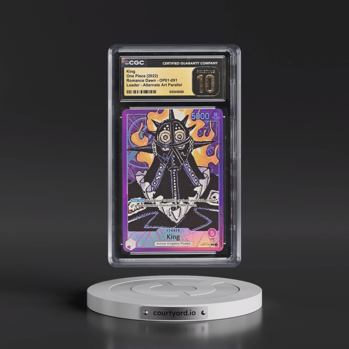 2022 Romance Dawn (OP01) - English #OP01-091 King - (Map Text Box) Alt Art (CGC 10 PRISTINE)