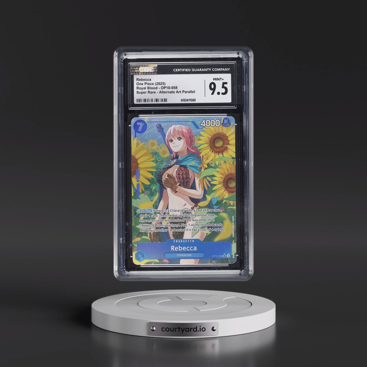 2025 Royal Blood (OP10) - English #OP10-058 Rebecca - (Borderless) Alt Art (CGC 9.5 MINT+)