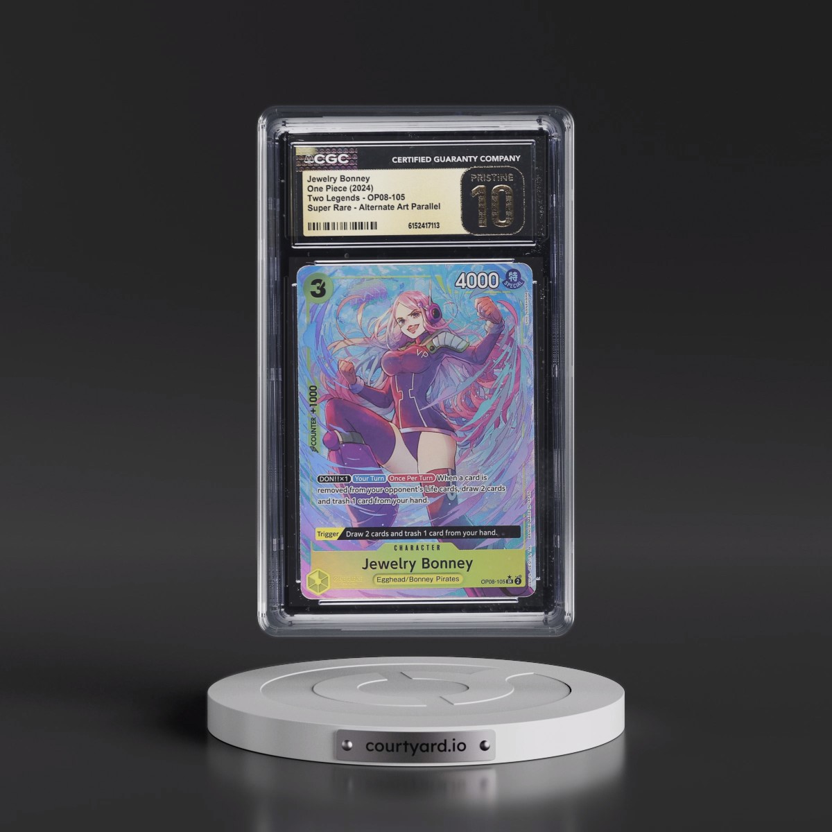 2024 Two Legends (OP08) - English #OP08-105 Jewelry Bonney - (Borderless) Alt Art (CGC 10 PRISTINE)