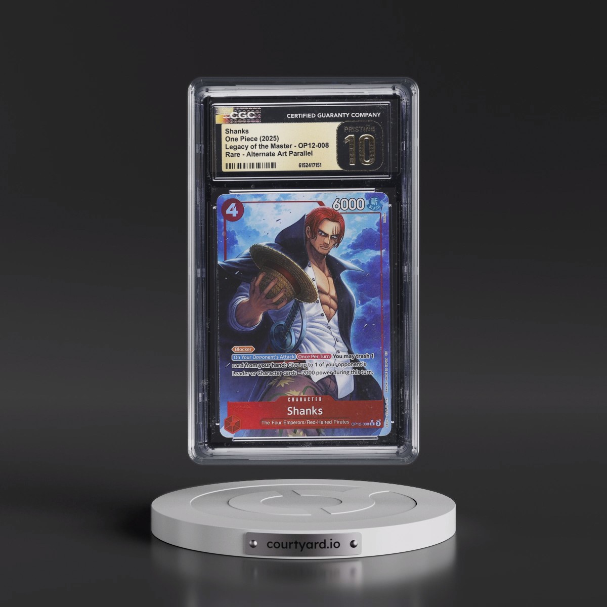 2025 Legacy of the Master (OP12) - English #OP12-008 Shanks - (Borderless) Alt Art (CGC 10 PRISTINE)
