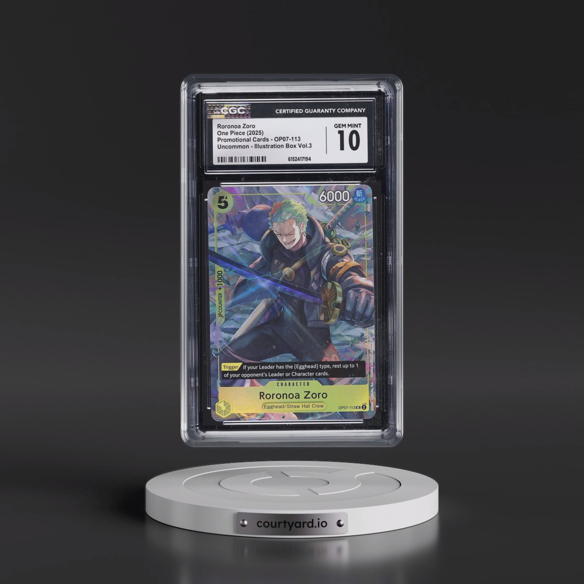 2022 Promotional Cards - English #OP07-113 Roronoa Zoro - Illustration Box Vol.3 (Borderless) (CGC 10 GEM MINT)