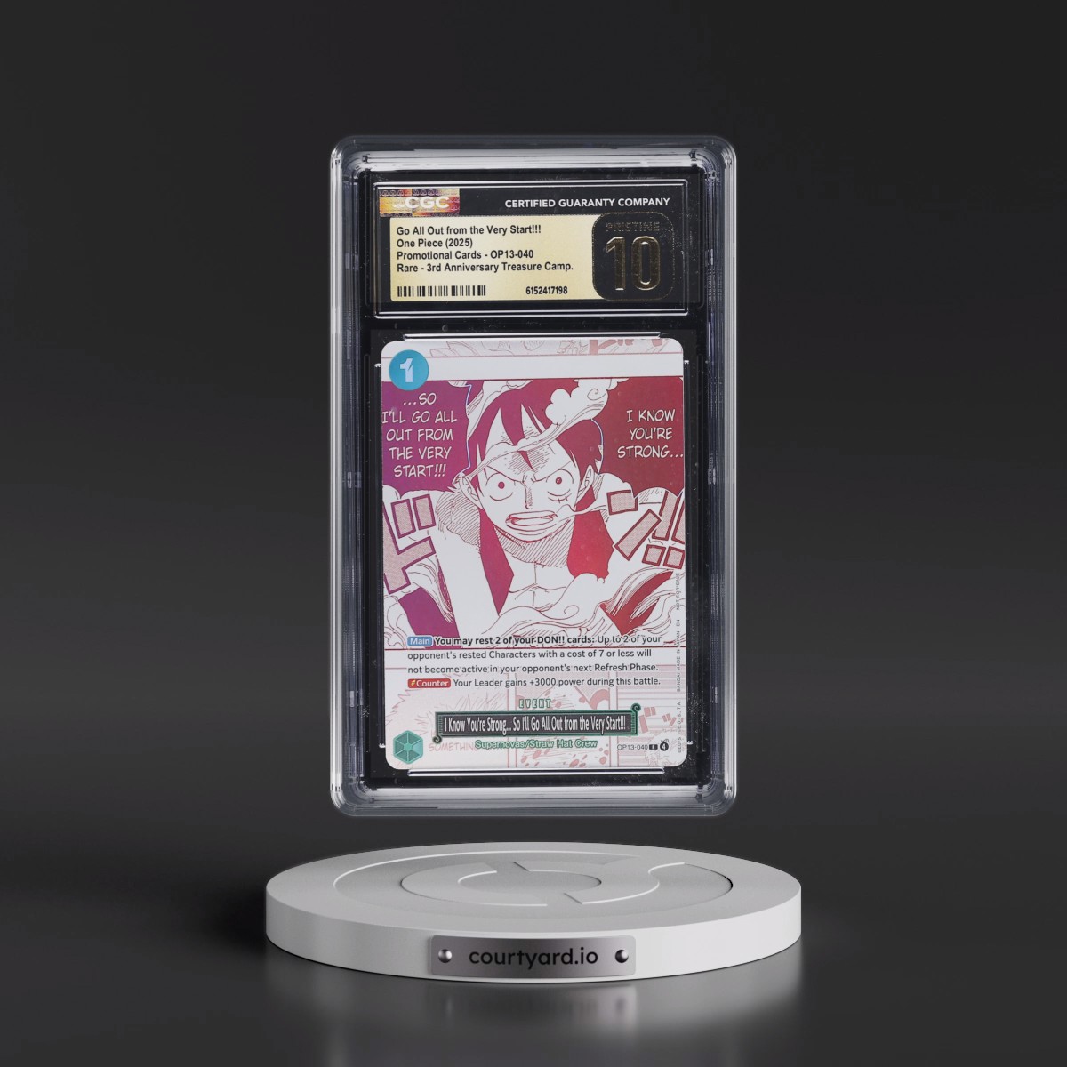 2022 Promotional Cards - English #OP13-040 Go All Out from the Very Start!!! - 3rd Anniversary Treasure Campaign (Red Artwork) (CGC 10 PRISTINE)