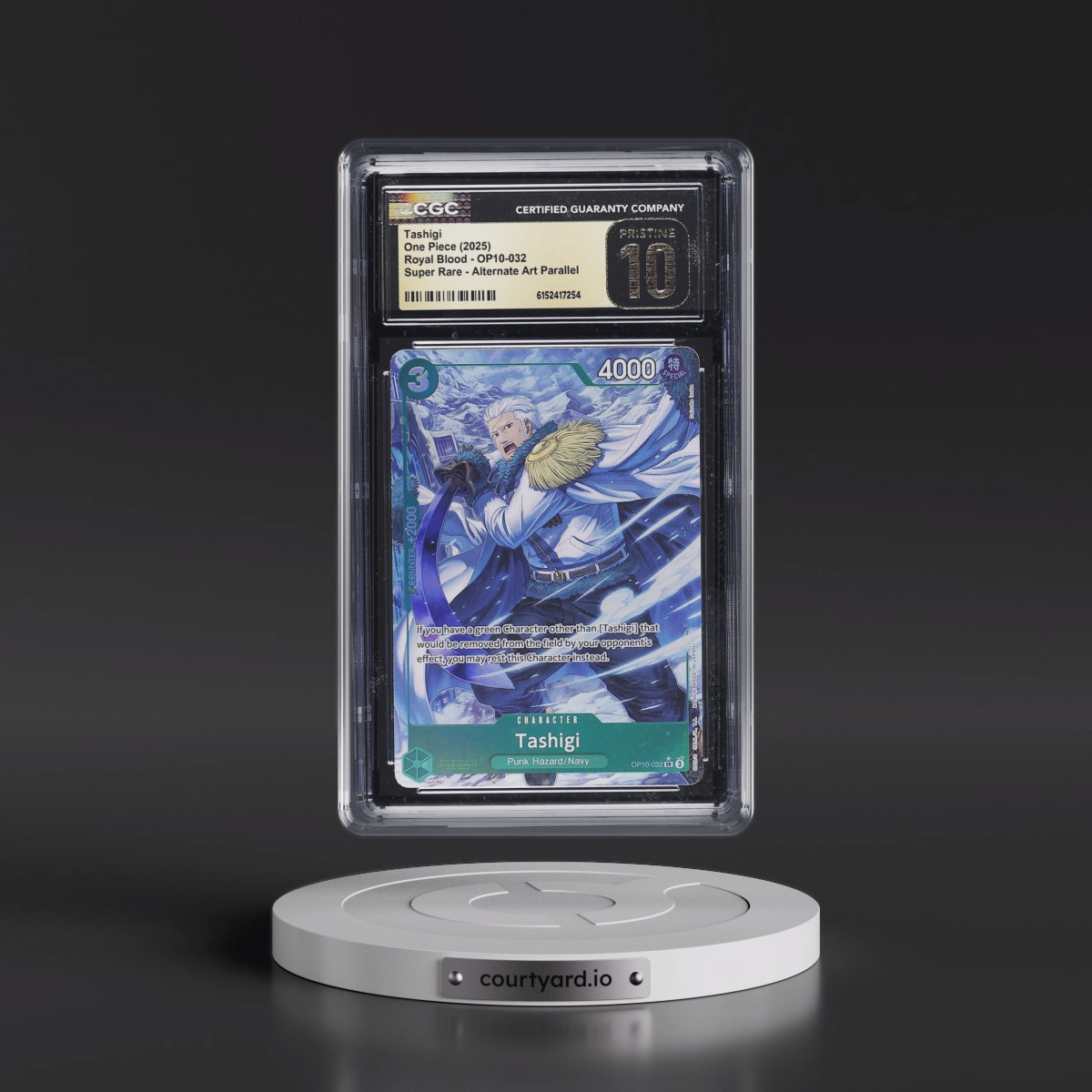 2025 Royal Blood (OP10) - English #OP10-032 Tashigi - (Borderless) Alt Art (CGC 10 PRISTINE)