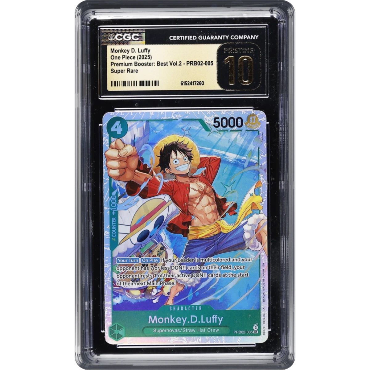 2025 Premium Booster: The Best Vol.2 (PRB-02) - English #PRB02-005 Monkey D. Luffy (CGC 10 PRISTINE)