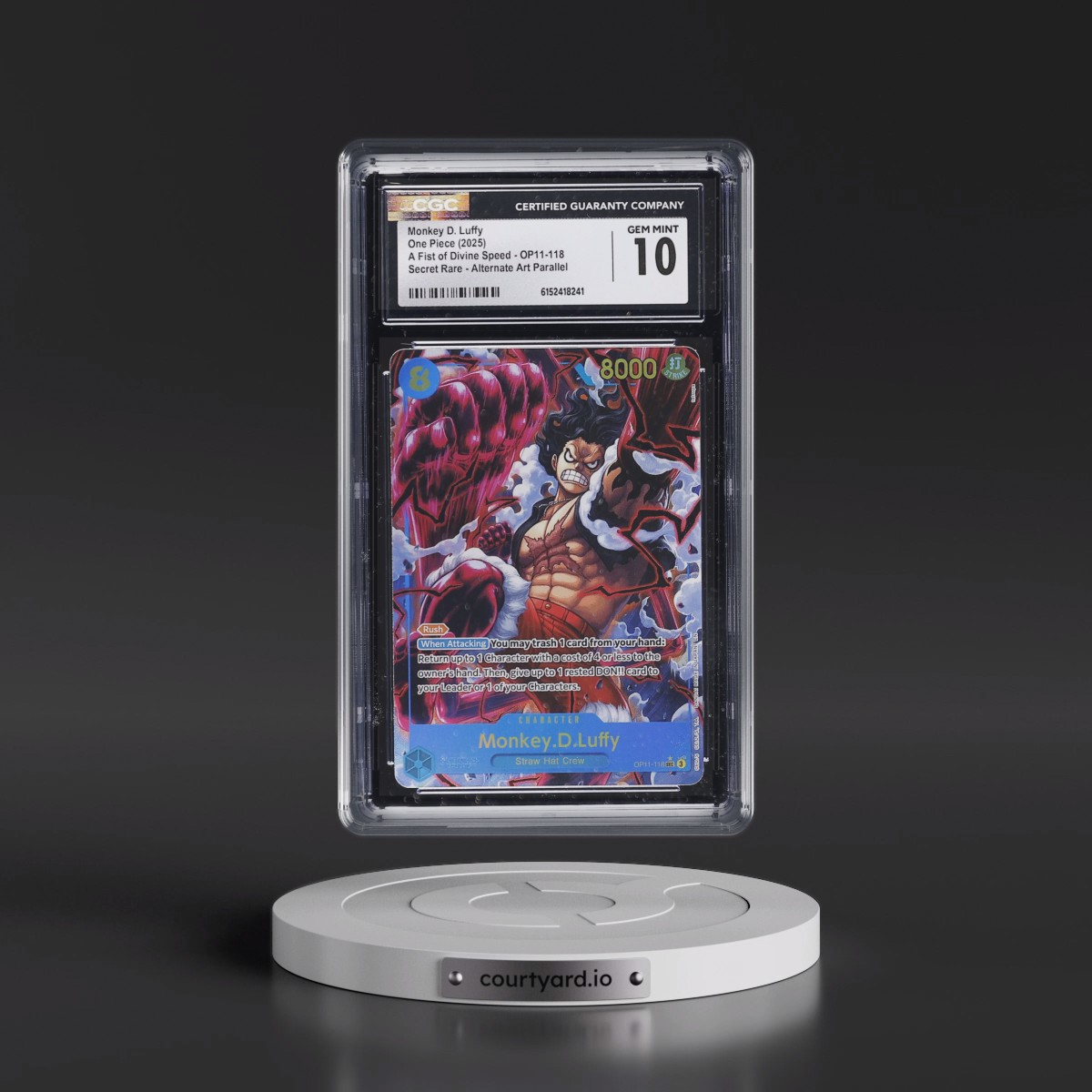 2025 A Fist of Divine Speed (OP11) - English #OP11-118 Monkey D. Luffy - (Borderless) Alt Art (CGC 10 GEM MINT)