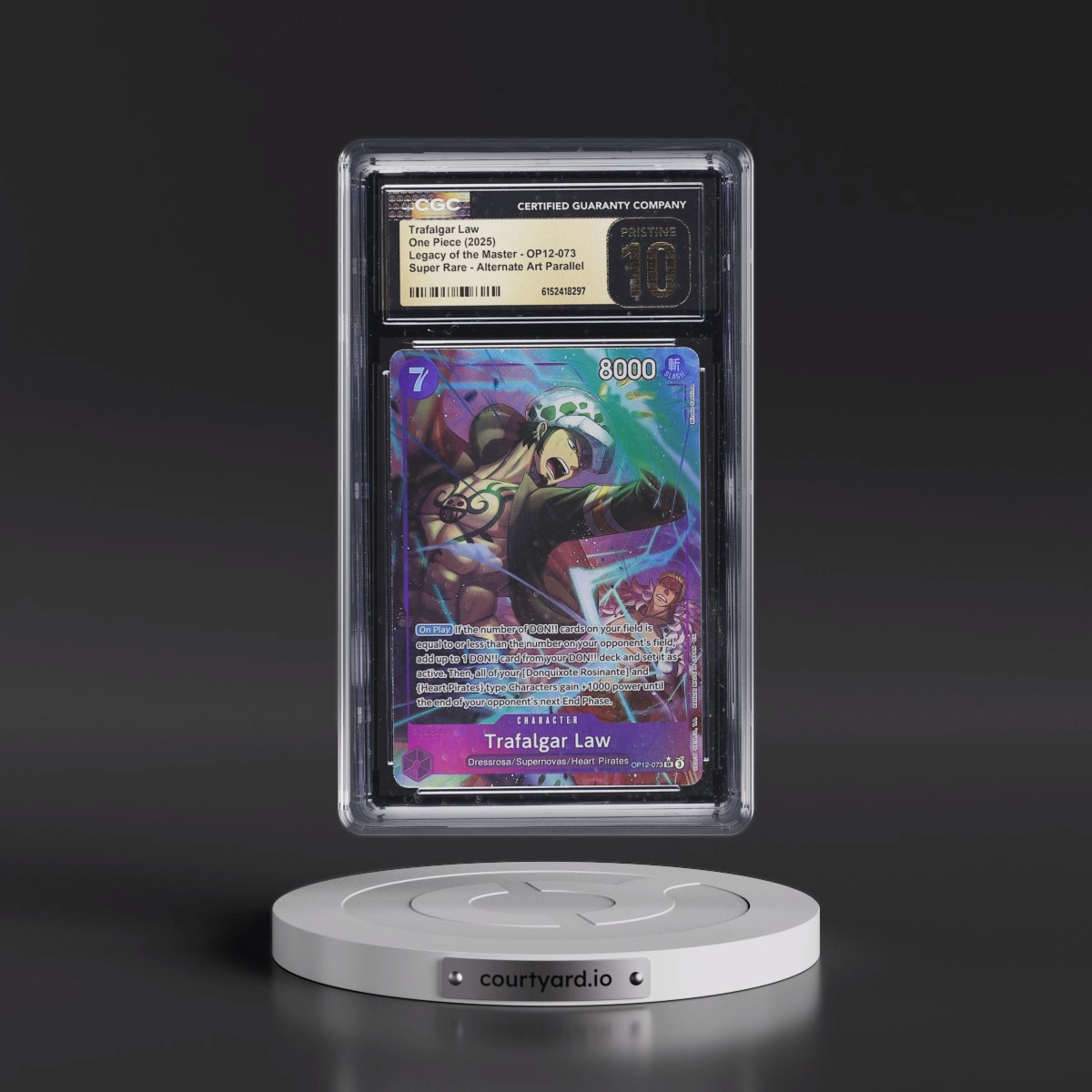 2025 Legacy of the Master (OP12) - English #OP12-073 Trafalgar Law - (Borderless) Alt Art (CGC 10 PRISTINE)