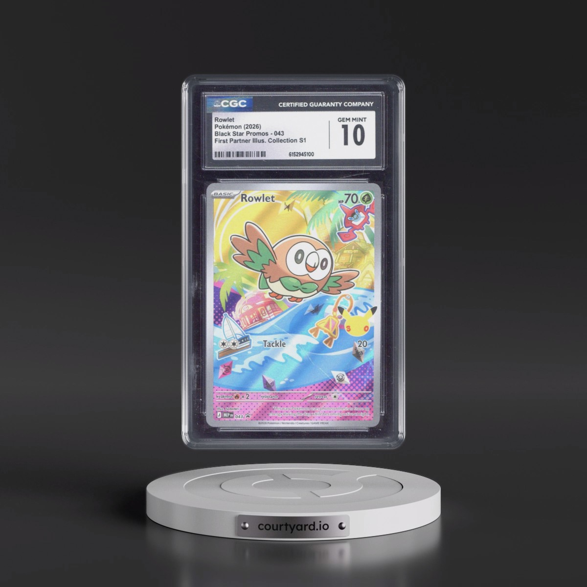 2025 Black Star Promos - Mega Evolution MEP EN #043 Rowlet - First Partner Illustration Collection Series 1 (Holo) (CGC 10 GEM MINT)