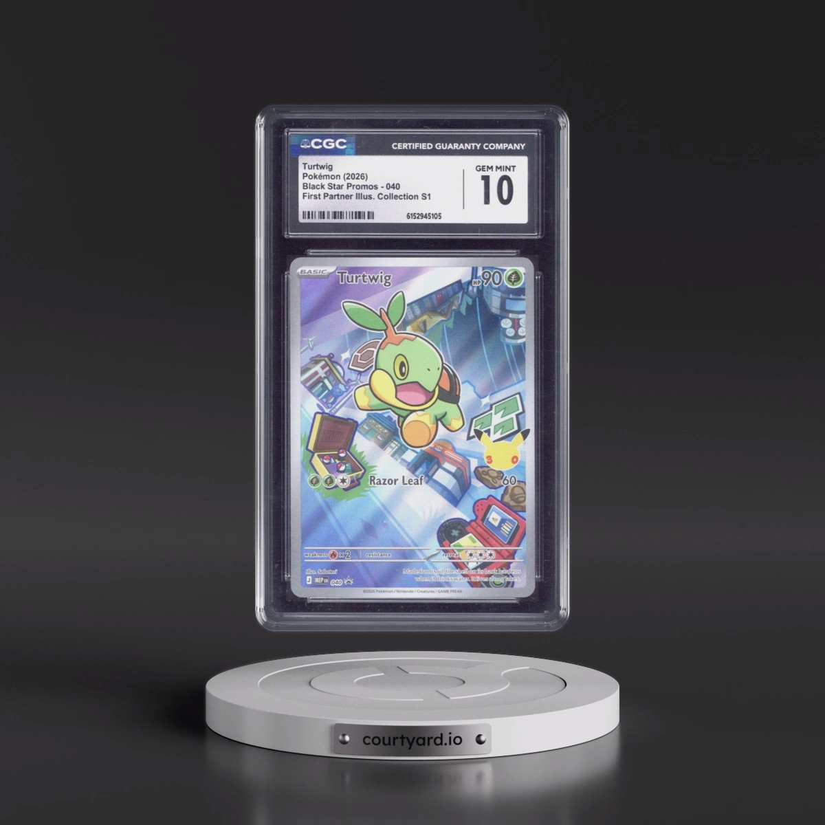 2025 Black Star Promos - Mega Evolution MEP EN #040 Turtwig - First Partner Illustration Collection Series 1 (Holo) (CGC 10 GEM MINT)