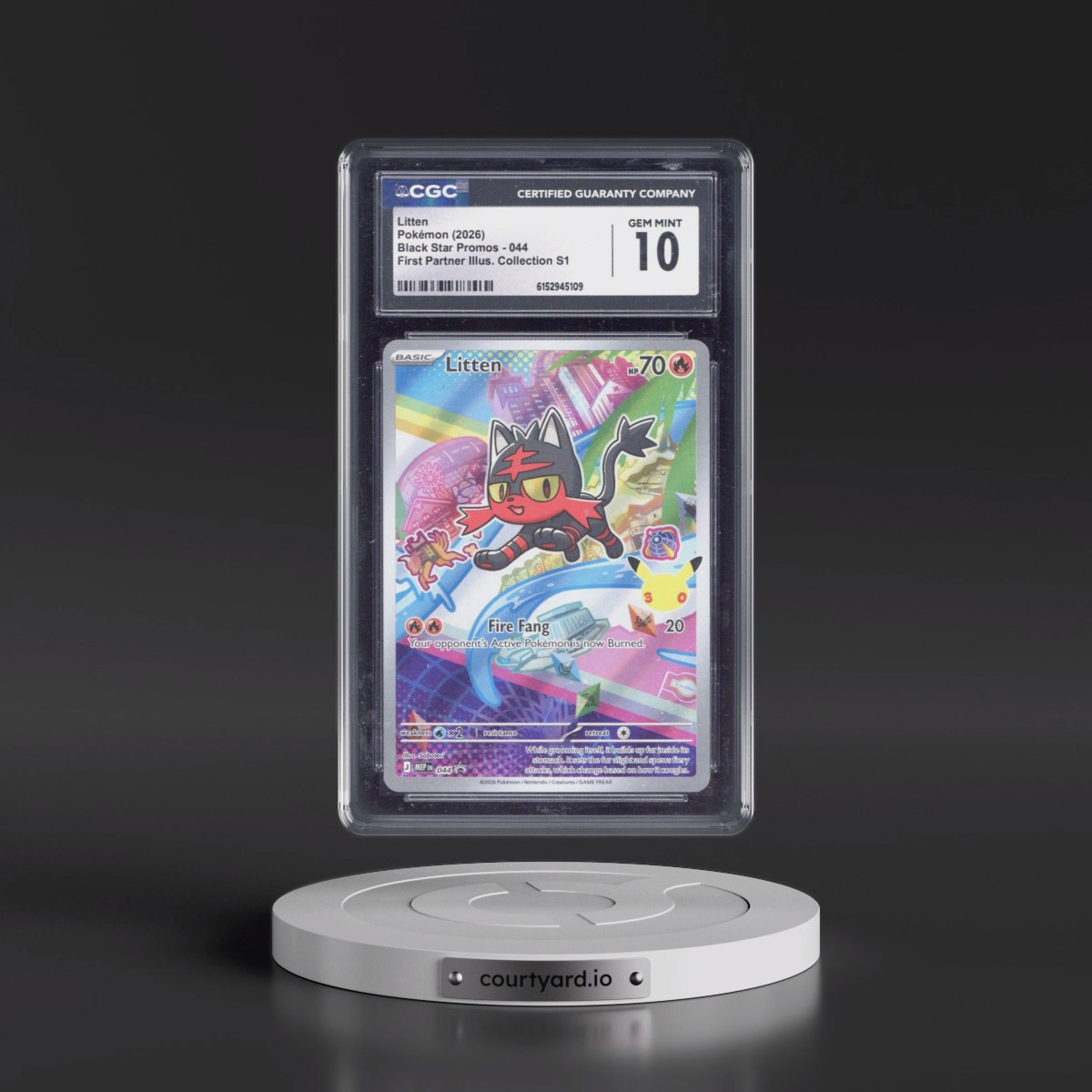 2025 Black Star Promos - Mega Evolution MEP EN #044 Litten - First Partner Illustration Collection Series 1 (Holo) (CGC 10 GEM MINT)