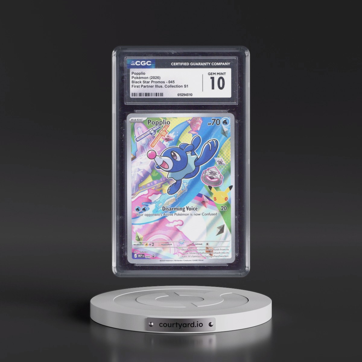 2025 Black Star Promos - Mega Evolution MEP EN #045 Popplio - First Partner Illustration Collection Series 1 (Holo) (CGC 10 GEM MINT)