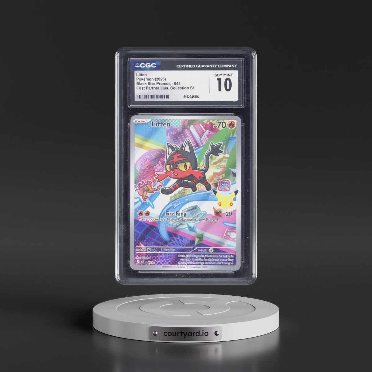 2025 Black Star Promos - Mega Evolution MEP EN #044 Litten - First Partner Illustration Collection Series 1 (Holo) (CGC 10 GEM MINT)