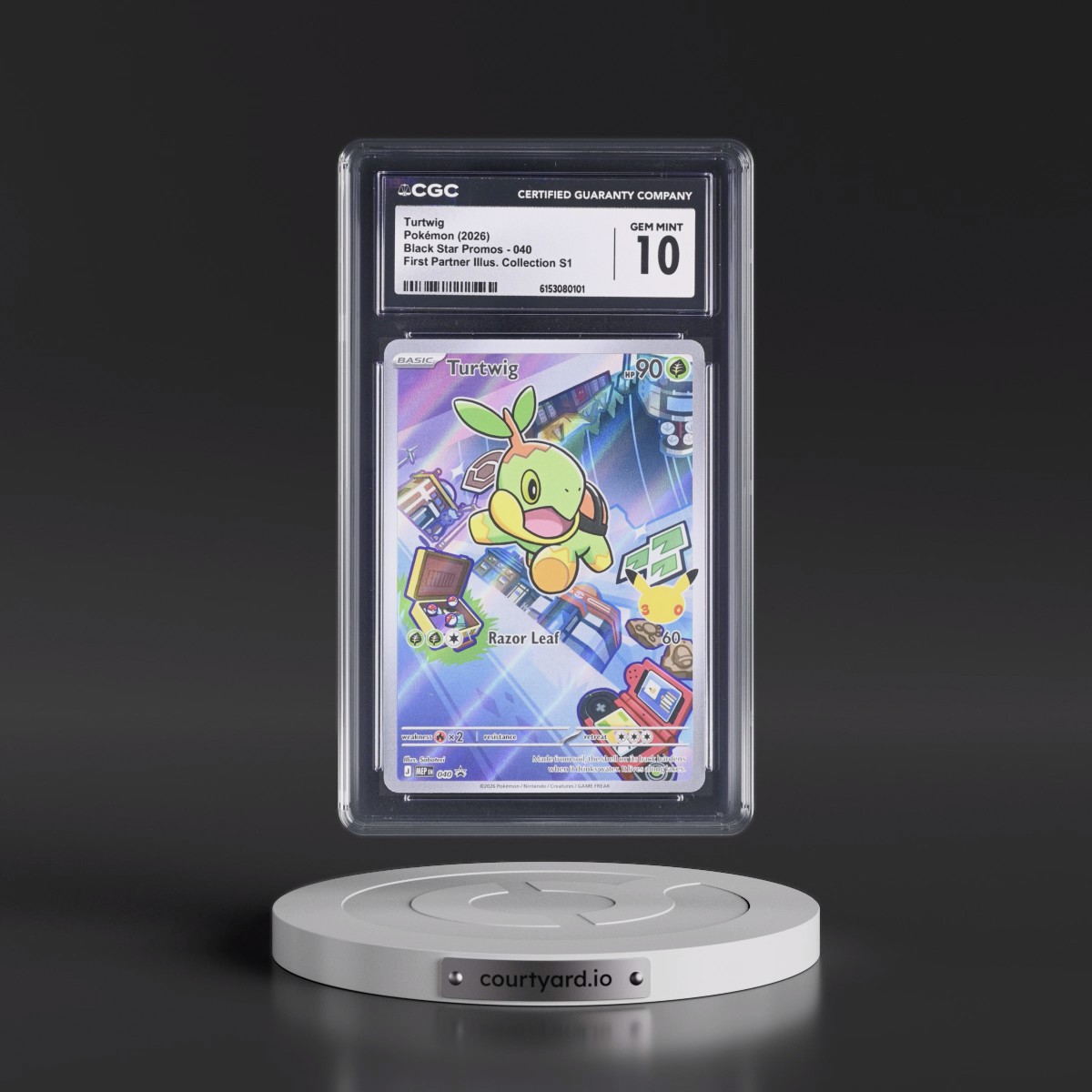 2025 Black Star Promos - Mega Evolution MEP EN #040 Turtwig - First Partner Illustration Collection Series 1 (Holo) (CGC 10 GEM MINT)