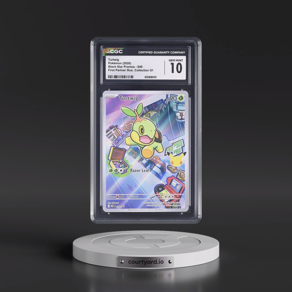 2025 Black Star Promos - Mega Evolution MEP EN #040 Turtwig - First Partner Illustration Collection Series 1 (Holo) (CGC 10 GEM MINT)