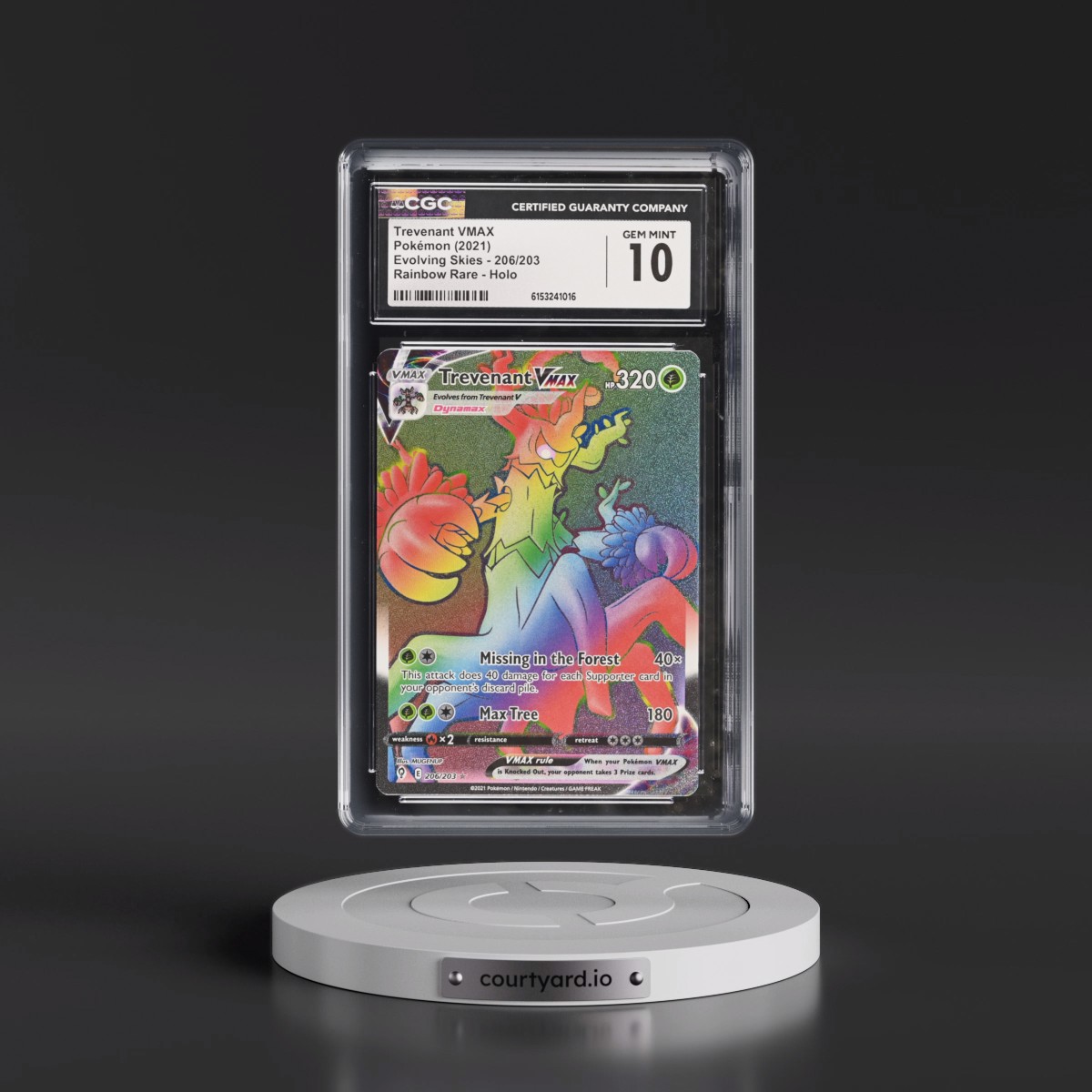 2021 Evolving Skies Trevenant VMAX - Rainbow Rare Holo #206/203 CGC 10