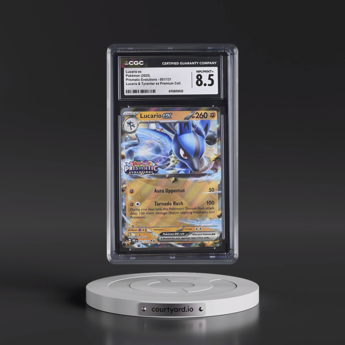 2024 Prismatic Evolutions - PRE EN #051/131 Lucario ex - Lucario & Tyranitar ex Premium Collection (Holo) (CGC 8.5 NM-MT+)