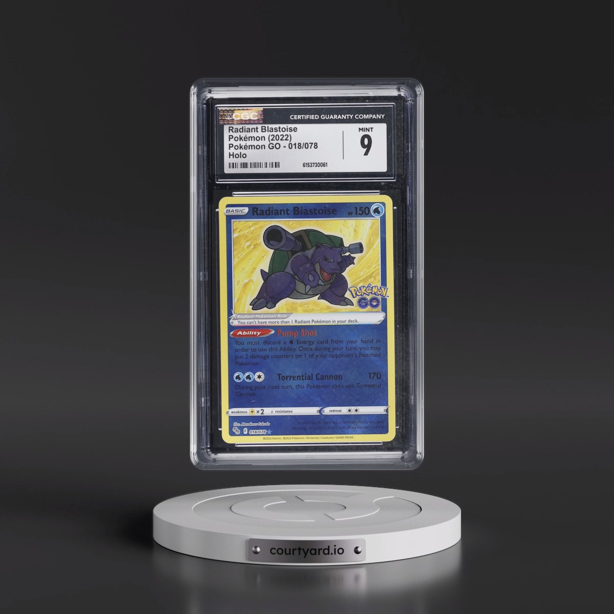 2022 Pokémon GO Radiant Blastoise - Holo #018/078 CGC 9