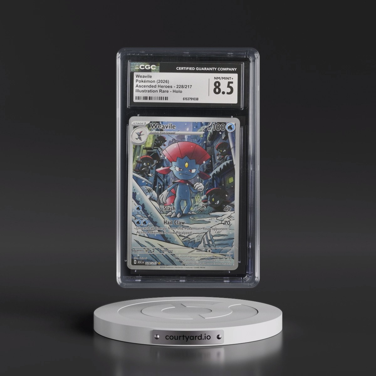 2026 Ascended Heroes - ASC EN #228/217 Weavile - Illustration Rare Holo (CGC 8.5 NM-MT+)