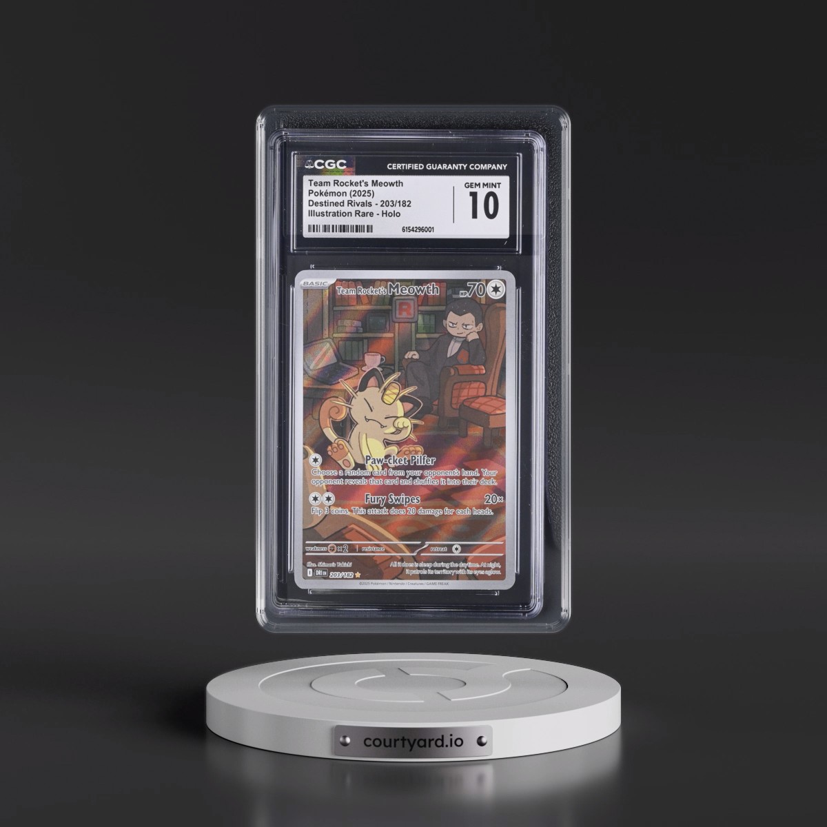 2025 Destined Rivals - DRI EN #203/182 Team Rocket's Meowth - Illustration Rare Holo (CGC 10 GEM MINT)
