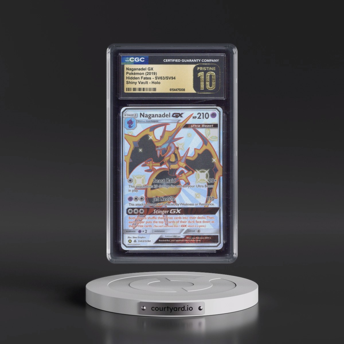 2019 Hidden Fates #SV63/SV94 Naganadel GX - Shiny Vault Holo (CGC 10 PRISTINE)