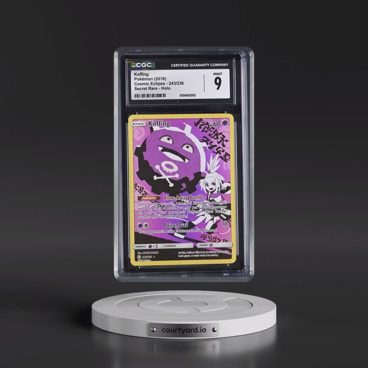 2019 Cosmic Eclipse Koffing - Secret Rare Holo #243/236 CGC 9