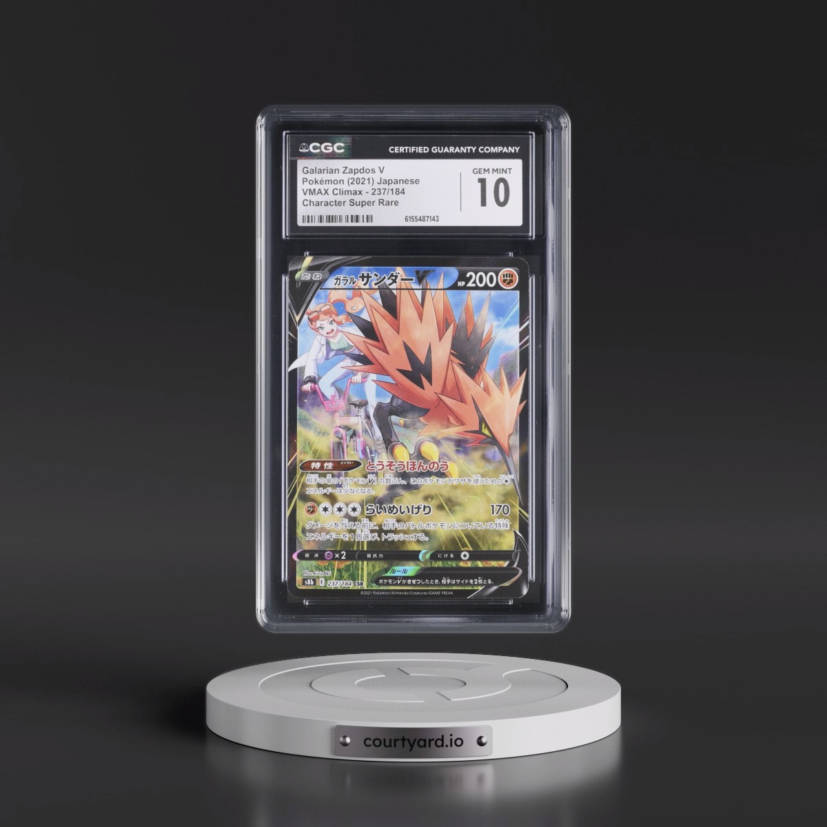 2021 VMAX Climax #237/184 Galarian Zapdos V - Holo Character Super Rare (CGC 10 GEM MINT)
