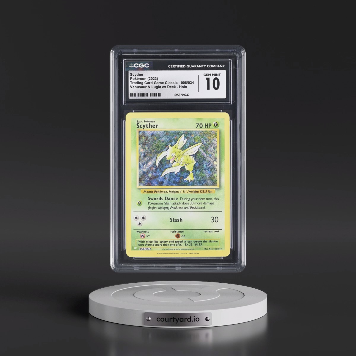2023 Trading Card Game Classic - CLV, CLC, CLB #006/034 Scyther - Venusaur & Lugia ex Deck - CLV Holo (CGC 10 GEM MINT)