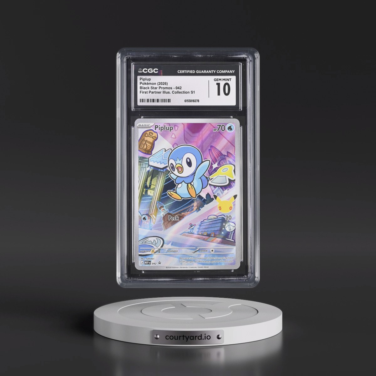 2025 Black Star Promos - Mega Evolution MEP EN #042 Piplup - First Partner Illustration Collection Series 1 (Holo) (CGC 10 GEM MINT)