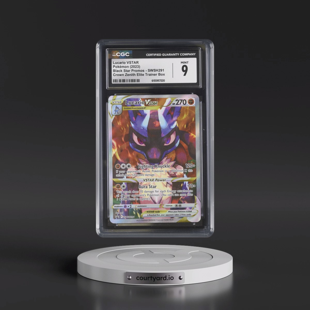 2017 Black Star Promos - Sword & Shield #SWSH291 Lucario VSTAR - Crown Zenith Elite Trainer Box (Holo) (CGC 9 MINT)