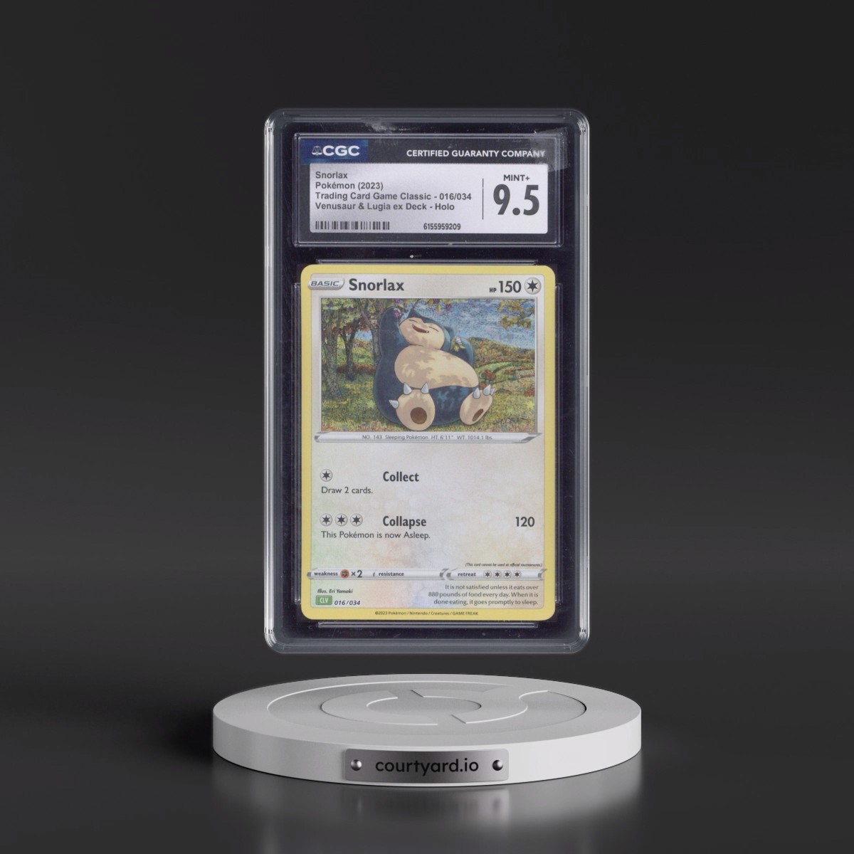 2023 Trading Card Game Classic - CLV, CLC, CLB #016/034 Snorlax - Venusaur & Lugia ex Deck - CLV Holo (CGC 9.5 MINT+)