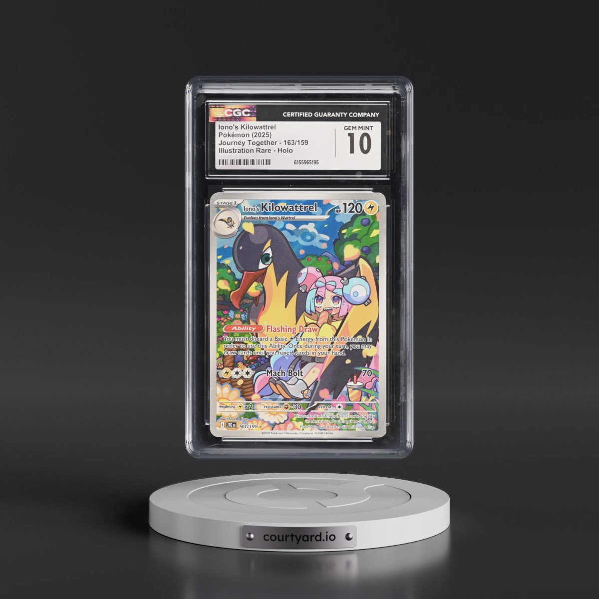 2024 Journey Together - JTG EN #163/159 Iono's Kilowattrel - Illustration Rare Holo (CGC 10 GEM MINT)