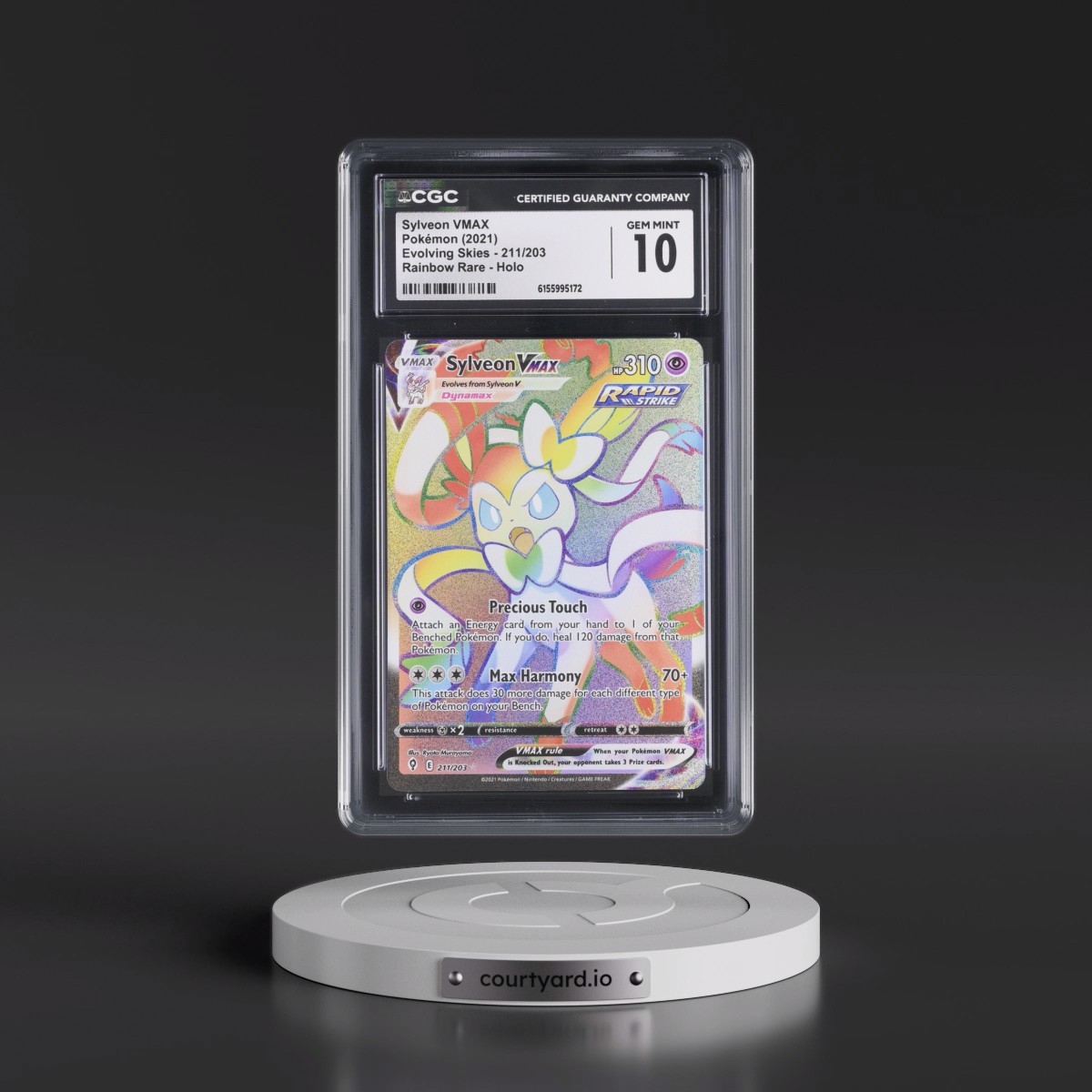 2021 Evolving Skies #211/203 Sylveon VMAX - Rainbow Rare Holo (CGC 10 GEM MINT)